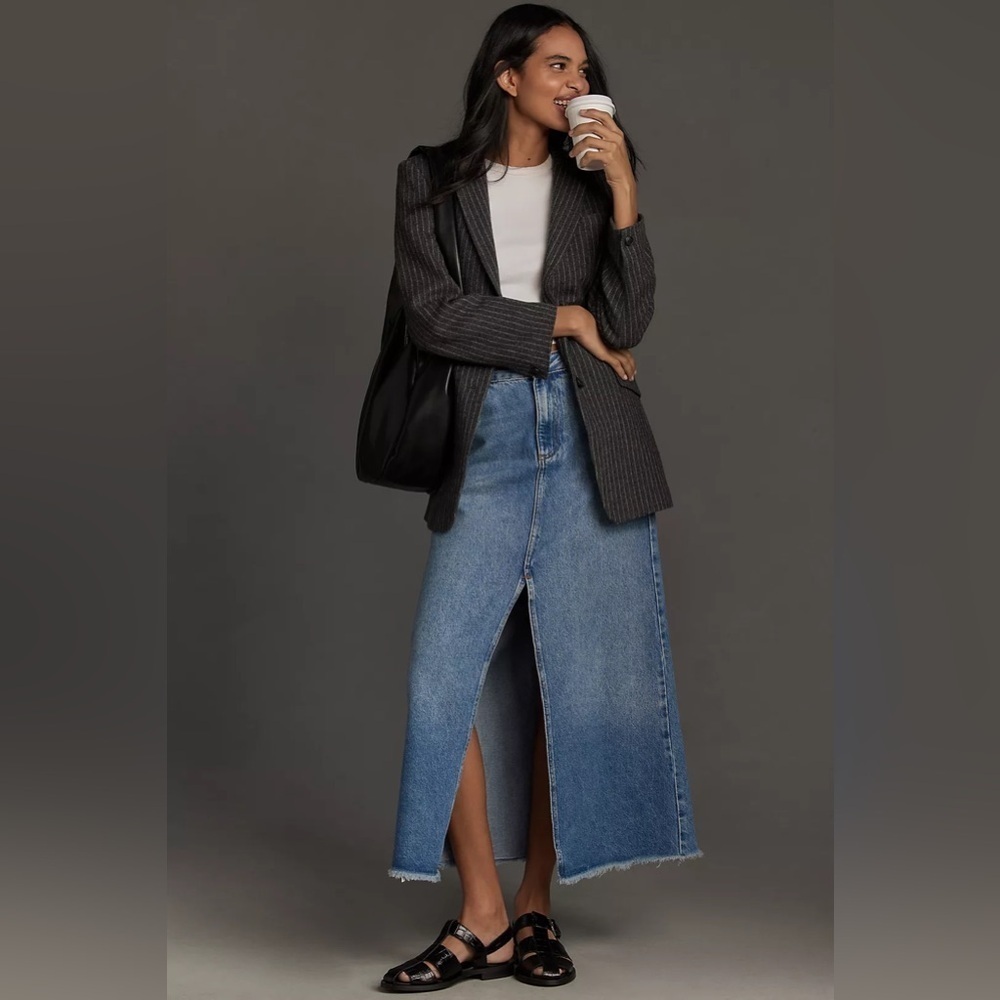 NWT Size 14 - The Madi Front-Slit Denim Skirt by Pilcro